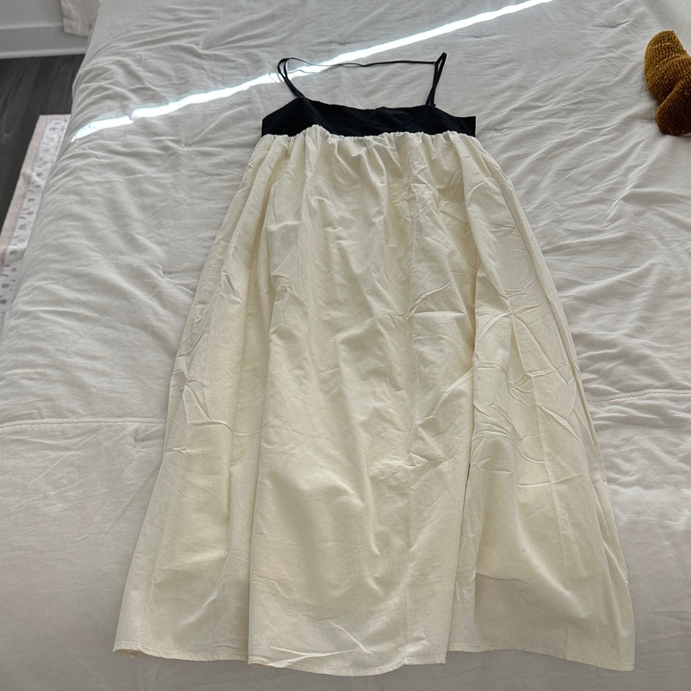 Black and Cream Spaghetti Strap Dress